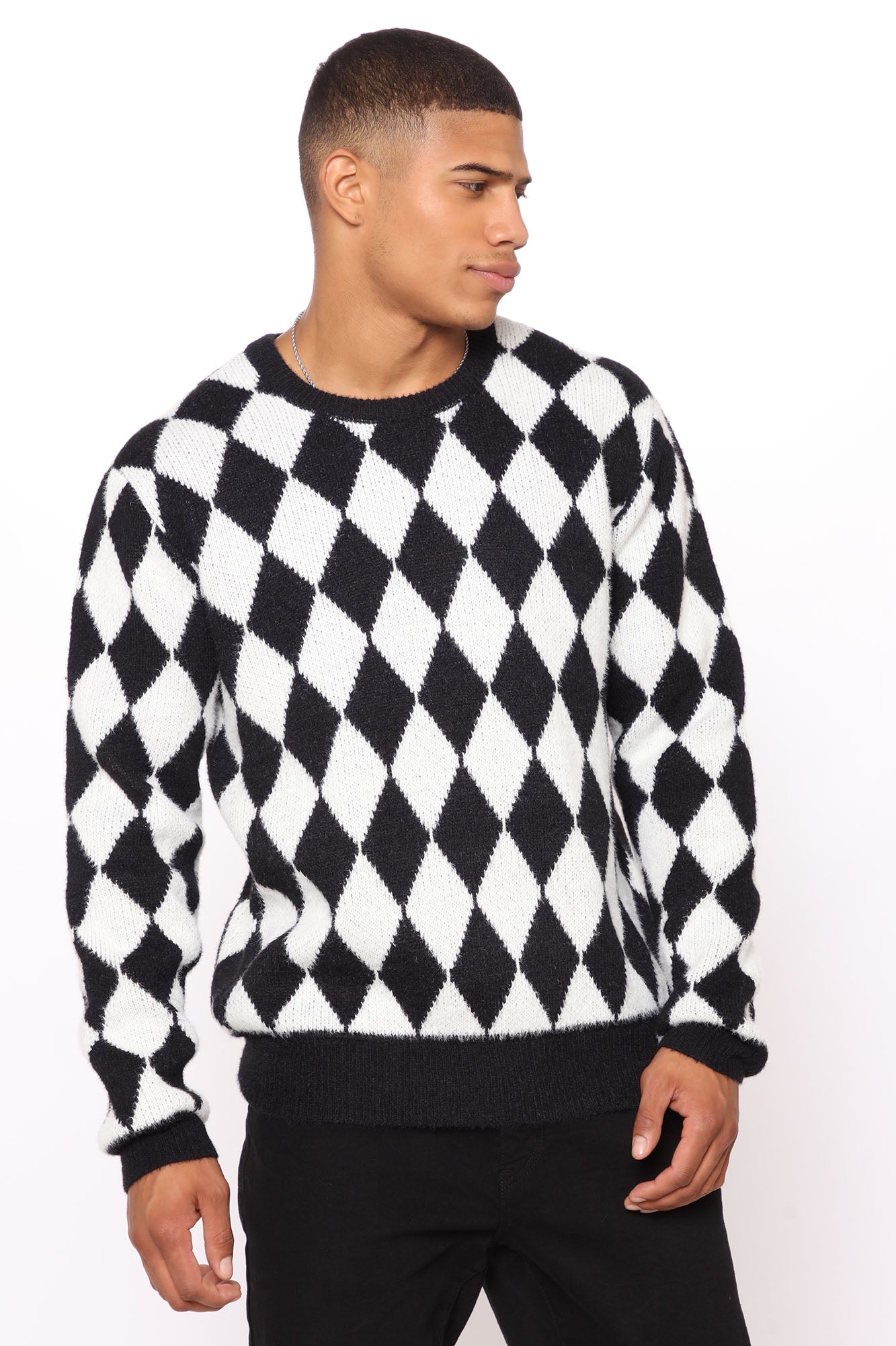 Diamond Pattern Sweater - Black/White Discount